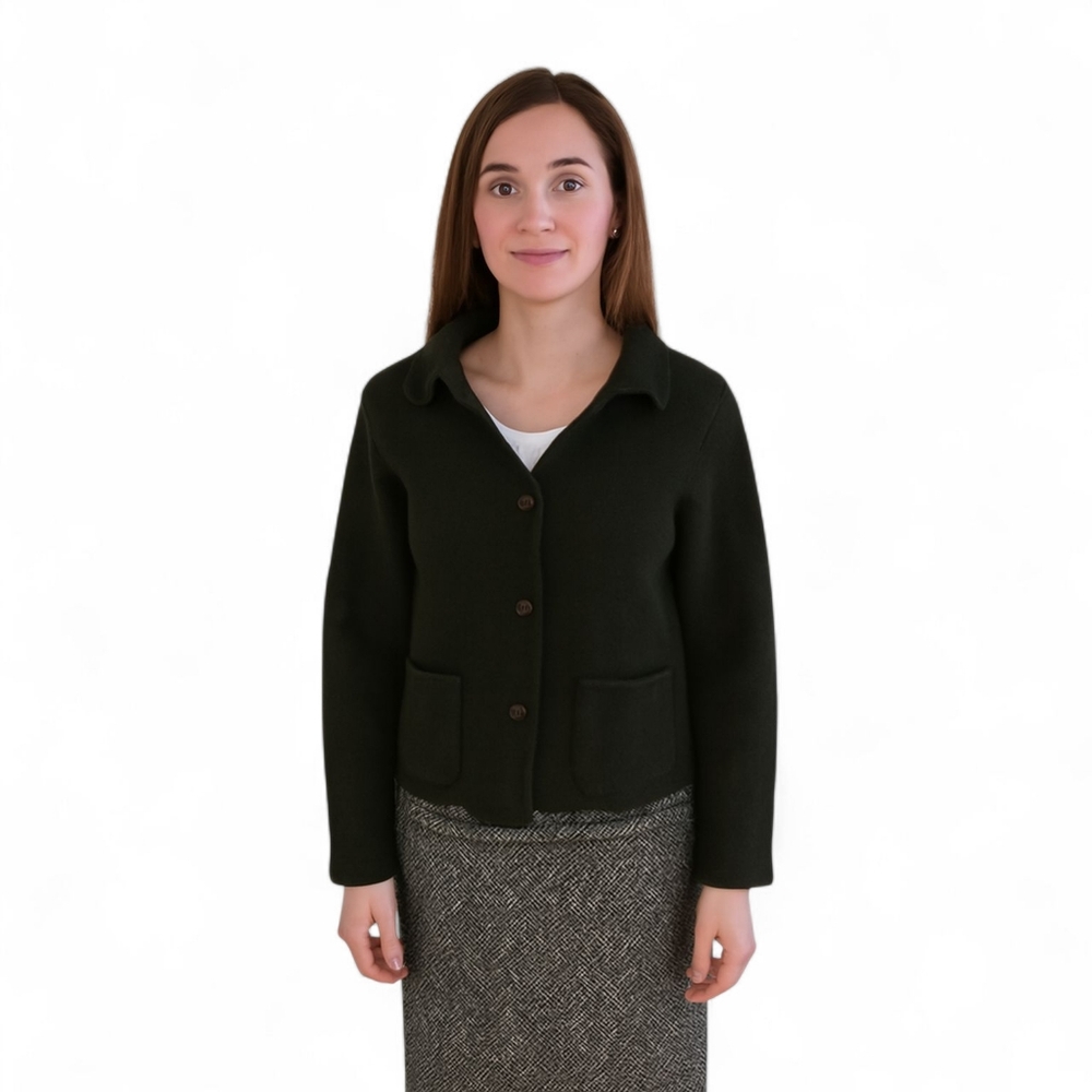 Talbots Wool Organic Fall Winter Office Olive Professional Jacket - Women's